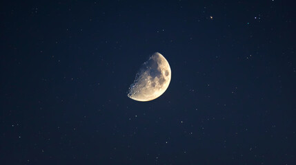 Obraz na płótnie Canvas Crescent Moon Illuminating the Starry Night Sky