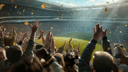 Football fans support their team at a football match
