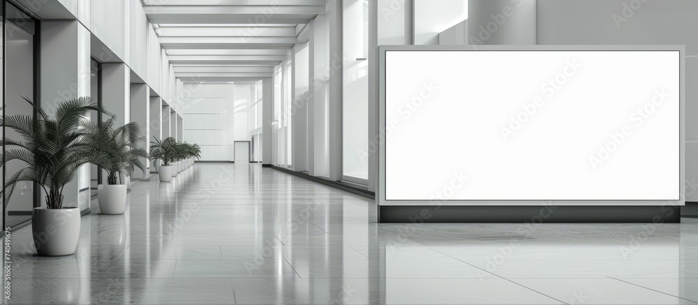 Poster empty billboard displaying digital advertisement in a modern corridor