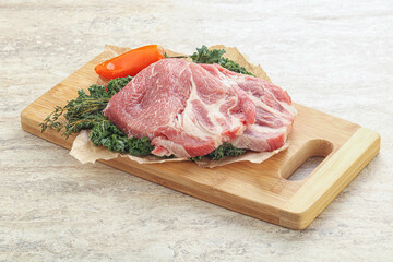 Raw pork neck for cooking