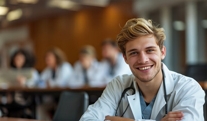 Fototapeta premium Seminar Smile Young Doctor's Learning Joy