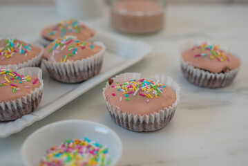 sweet home made chocolate strawberry cupcakes