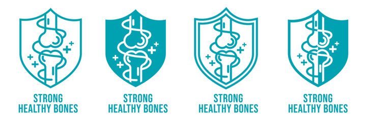Calcium strong muscles bones. Strong healthy bones icon. Human health medical pictogram. Outline sign useful for packaging web graphic design. Medicine, healthcare concept.