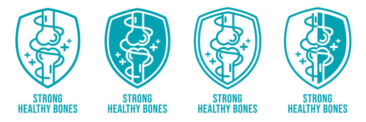 Calcium strong muscles bones. Strong healthy bones icon. Human health medical pictogram. Outline sign useful for packaging web graphic design. Medicine, healthcare concept.