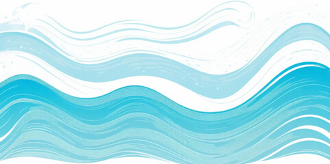Vector ocean watercolor soft blue and white wavey curve line background. Blue water ocean sea wave seamless background.