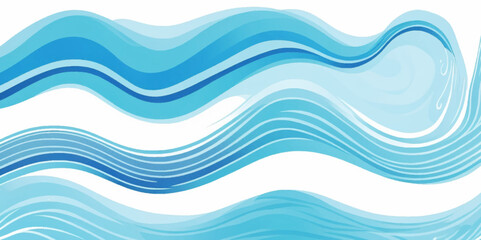 Vector ocean watercolor soft blue and white wavey curve line background. Blue water ocean sea wave seamless background.