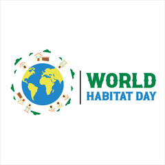World habitat day concept on paper cut circle shape background,vector illustration
