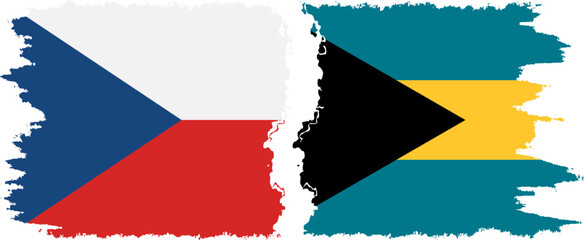 Bahamas and Czech grunge flags connection vector