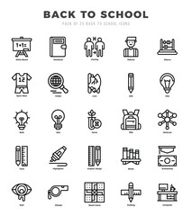 Back To School icons Pack. Lineal icons set. Back To School collection set.