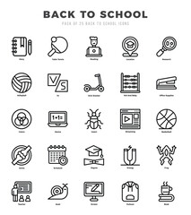 Back To School icons set. Vector illustration.