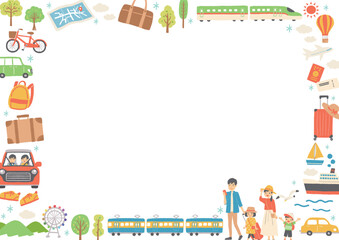 旅行のイラスト　フレーム　背景素材