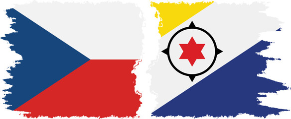 Bonaire and Czech grunge flags connection vector