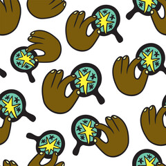 seamless pattern with hand in vector.business icon in doodle. Template for backdrop, background, banner, wallpaper, wrapping, pattern, seamless, print, textile, fabric