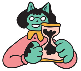 cat in vector.business icon in doodle style. illustration of human cat. Template for logo sticker poster icon app website. A series of furry cats on the topic of business and life.