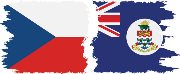 Cayman Islands and Czech grunge flags connection vector