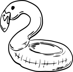 sketch rubber ring flamingo hand drawn