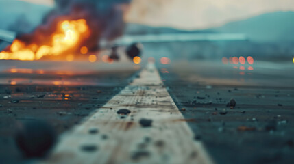 Obrazy na Plexi  A catastrophic scene of an airplane crash.