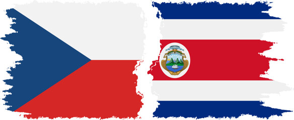 Costa Rica and Czech grunge flags connection vector