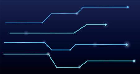 Abstract technological directions, vector. Brochures
 about design, high technology. Set of futuristic elements with glow on an isolated background. Design templates for posters, advertising, social.