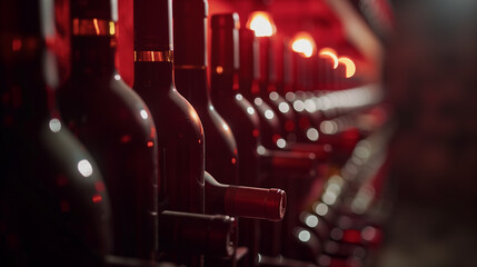 Bottles in the traditional wine cellar underground.