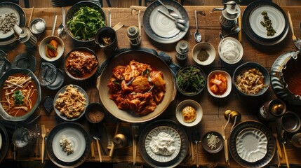 Spicy korean fermented food kimchi. Korean traditional food - obrazy, fototapety, plakaty