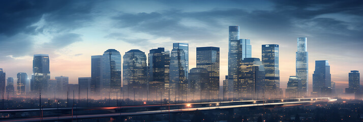 Grandeur of Modern Metropolis: A Captivating Twilight Cityscape