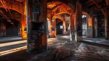 Fototapeta na wymiar Inside tower of old abandoned blast furnace : Generative AI