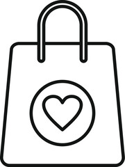 Gift heart bag icon outline vector. Card bow parcel. Festive item promotion