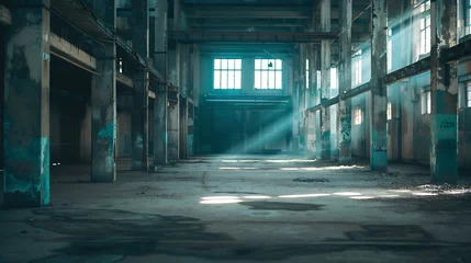 Fototapeten Industrial interior of an old factory building : Generative AI © Generative AI