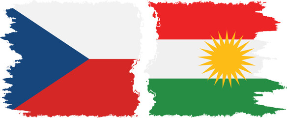 Kurdistan and Czech grunge flags connection vector