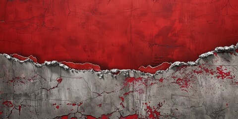 Red Texture Background with Torn Border Gray Textured Layer Underneath - Red is Vibrant Rough Fabric Like Appearance Wallpaper created with Generative AI Technology