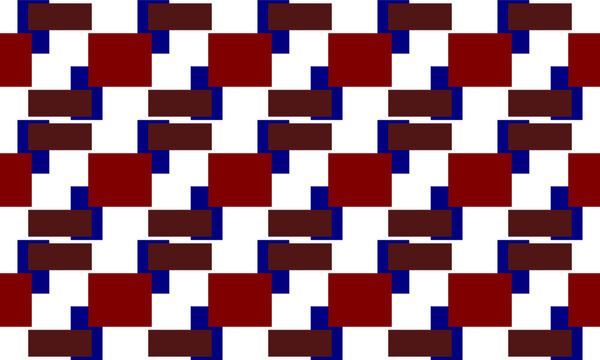 red blue stair step of rectangular block repeat pattern, replete image, design for fabric printing, patter print, square