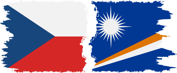 Marshall Islands and Czech grunge flags connection vector