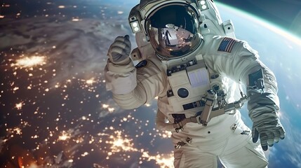 Astronaut in outer space against the backdrop of the planet earth Elements of this image  : Generative AI