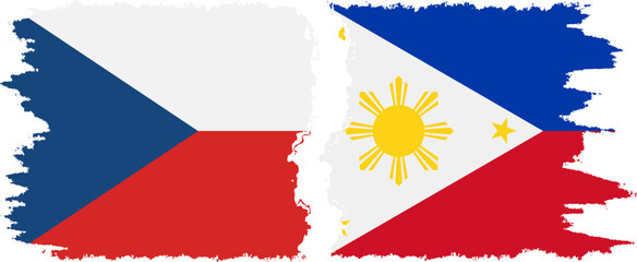 Philippines and Czech grunge flags connection vector