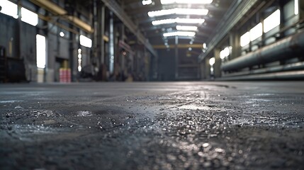 Empty road surface floor with old abandoned closed steel steelworks of pipelines : Generative AI - obrazy, fototapety, plakaty