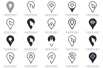 creative pin logo map location, business icon vector