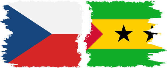 Sao Tome and Principe and Czech grunge flags connection vector