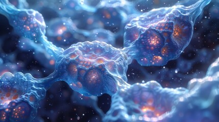 Lipid bilayer encapsulating a star nursery where infant stars are cradled and nurtured by celestial beings