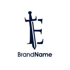 Simple Elegant Initial E Sword Logo
