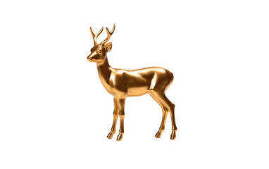 A gold statue of a deer stands prominently. Isolated on a Transparent Background PNG.