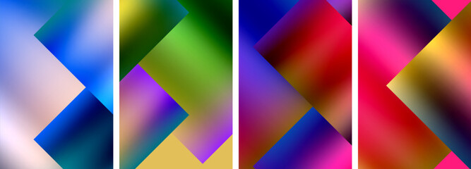 Colorful metal square abstract poster backgrounds