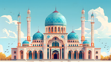 Fototapeta premium Flat Vector Mosque