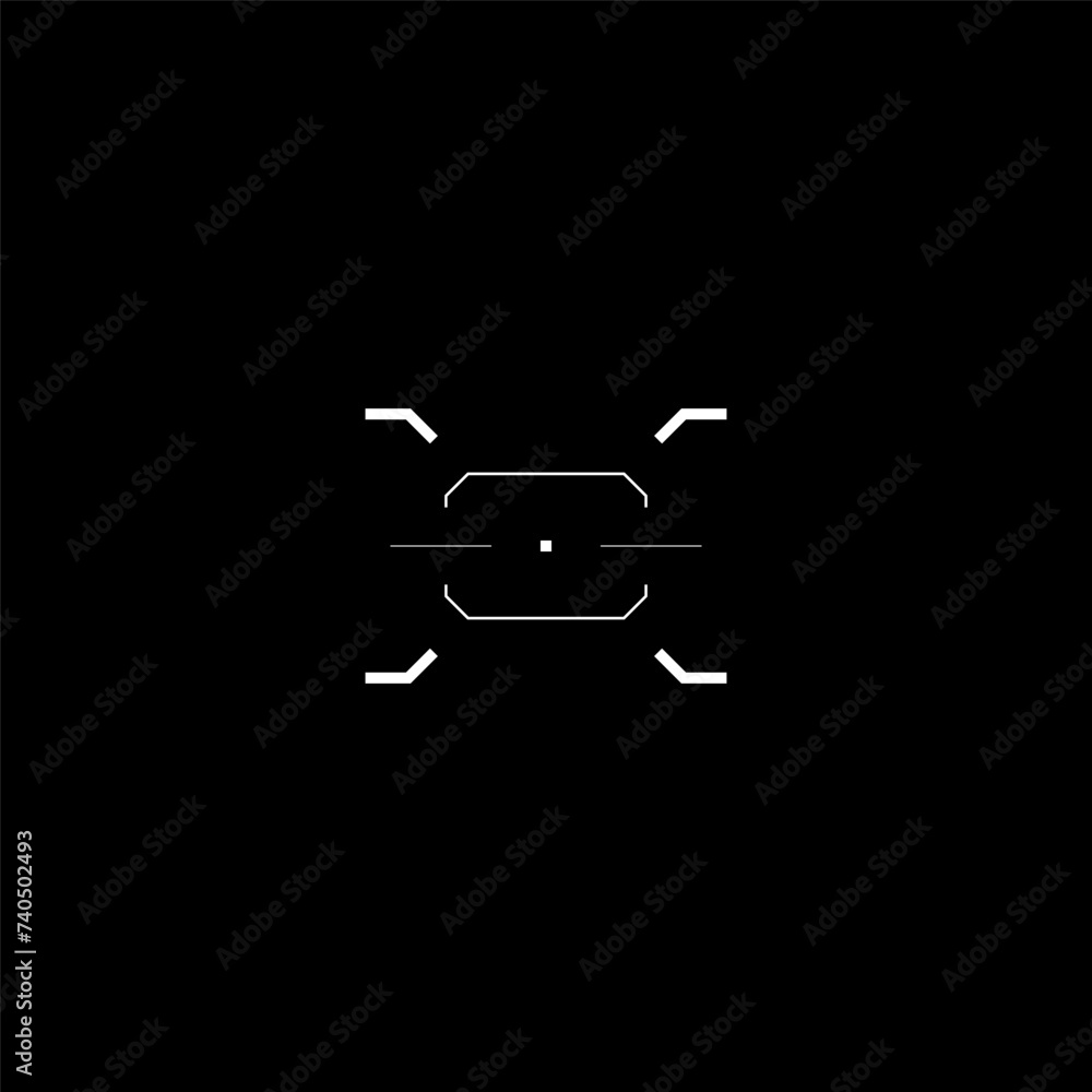 Poster cyberpunk aim, tech style target, hud sight, virtual futuristic interface for game, hud interface cr