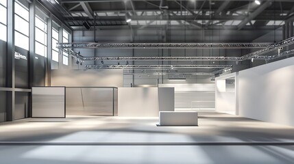 Empty exhibition center. backdrop for exhibition stands.3d render. : Generative AI