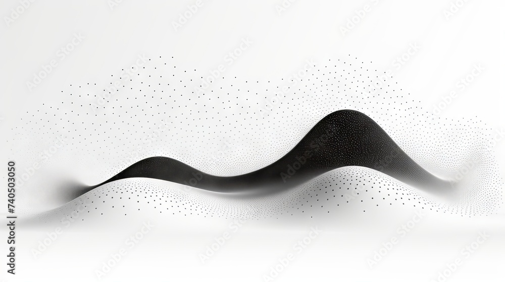 Aufkleber dynamic 3d curve halftone black gradient pattern with flowing dots particles: vector illustration of