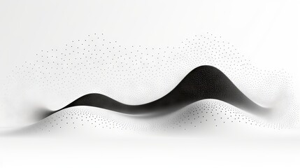 Dynamic 3d curve halftone black gradient pattern with flowing dots particles: vector illustration of technology, science, and modern concept

