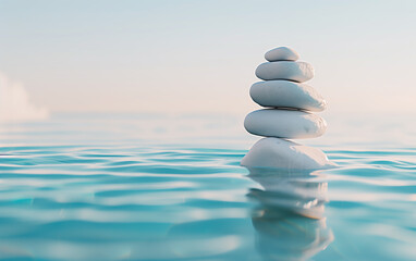 Balancing Stones in Water. Zen Concept. Zen Buddhist scene.