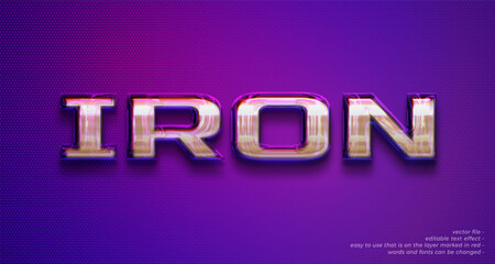 vector realistic iron 3d bold text effect