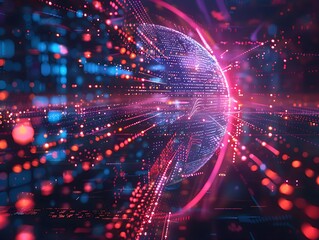 Fototapeta premium A blockchain network enhances logistics with a future vision of increased transparency, security, and efficiency, transcending mere technological depiction